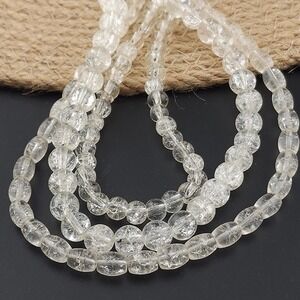 3 Strands of Clear‎ Crackle Glass Beads